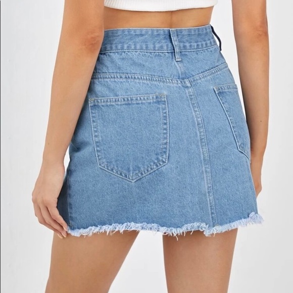 Distressed Denim Skirt Brand New Size Large !NOT USED ITS BRAND NEW Size 8/10 - Picture 4 of 12